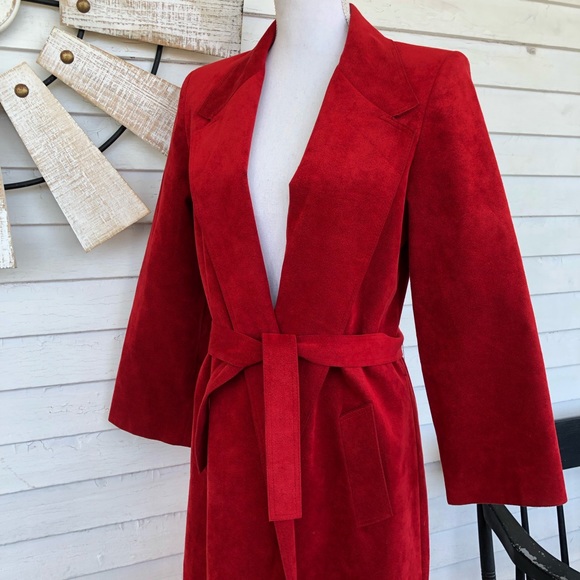 Vintage Jackets & Blazers - Beautiful Red Faux Suede Coat